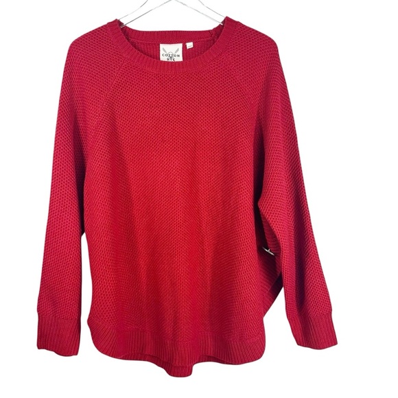 COTTON & RYE Red Textured Crewneck Sweater Size XL - Picture 1 of 8